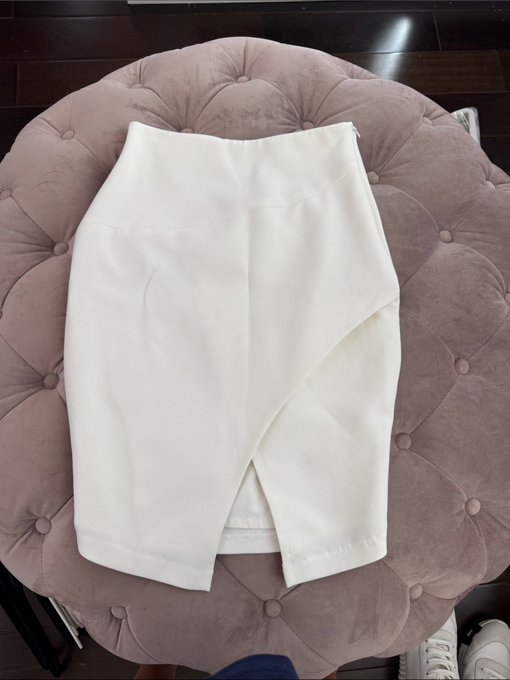 Black Halo Ivory Asymmetric Pencil Skirt